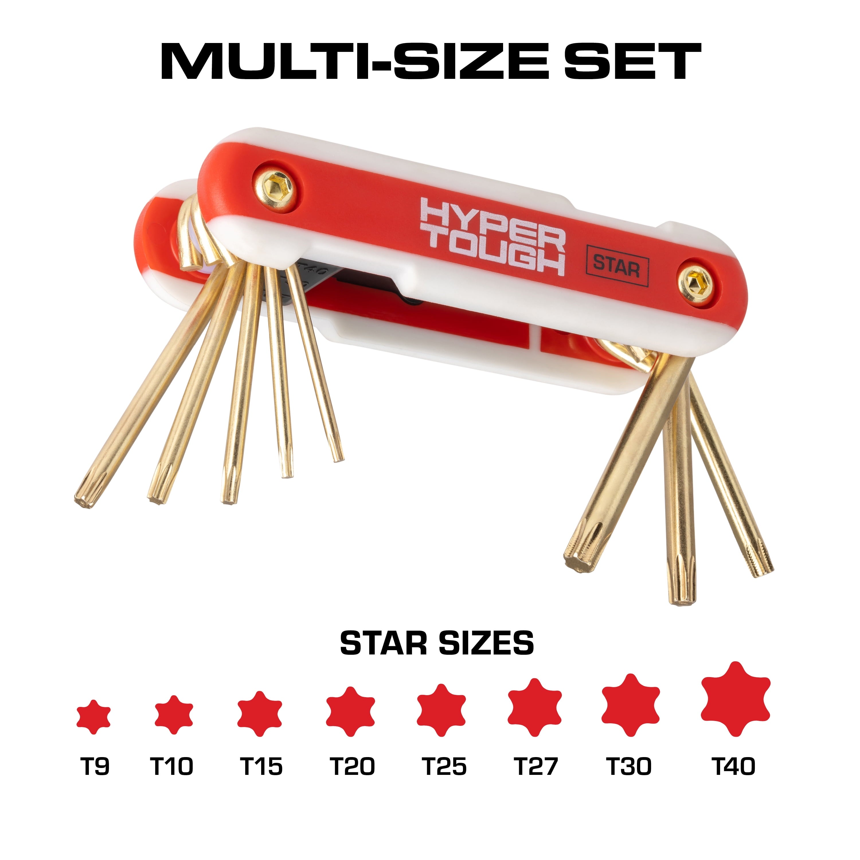 Hyper Tough Heavy-Duty Folding Star Hex Key Set, 8 Pieces