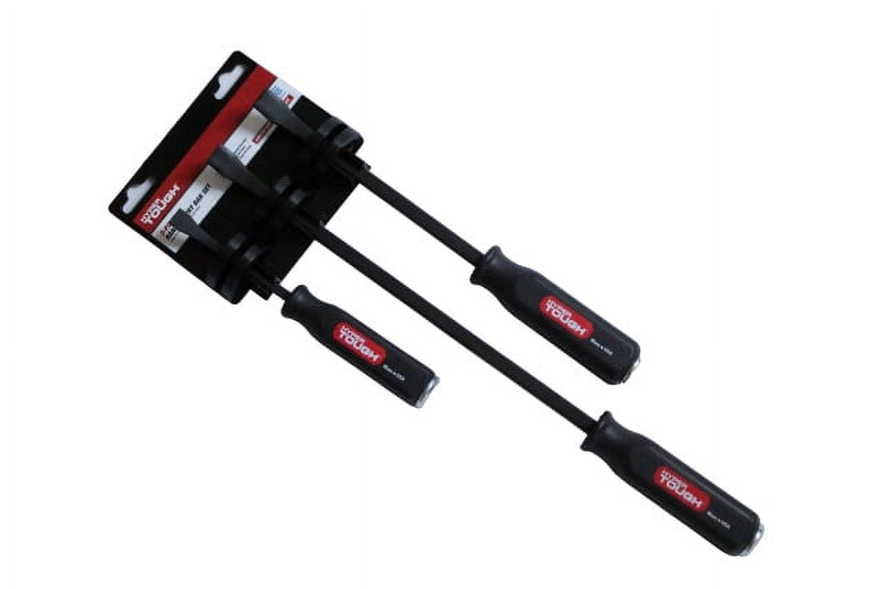 Hyper Tough Handled Steel Pry Bar Set with Metal Striking Caps, 3 Pieces
