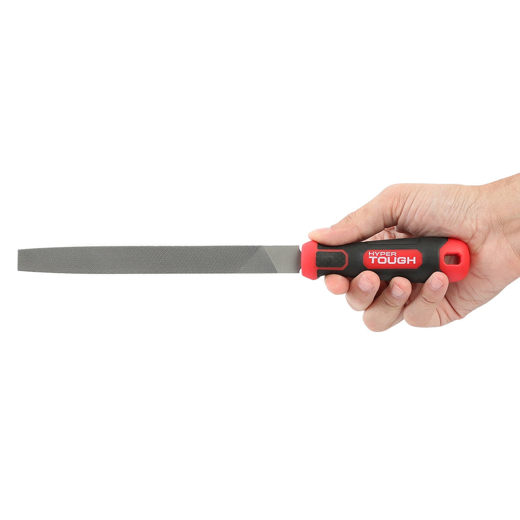 Hyper Tough 8-Inch Steel Mill Bastard File with Ergonomic Soft Grip, 2202V