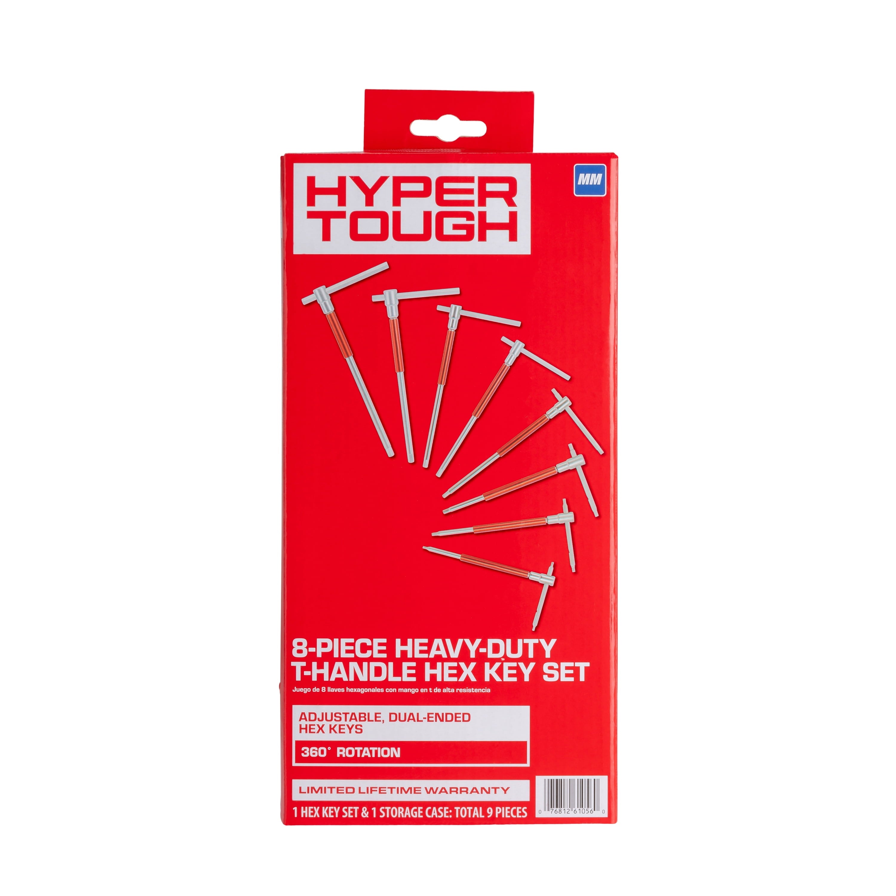 Hyper Tough Heavy-Duty T-Handle Hex Key Set, 8 Pieces