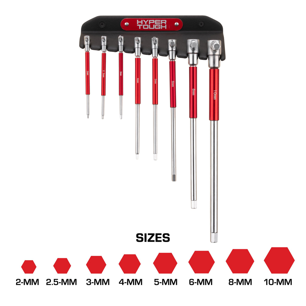 Hyper Tough Heavy-Duty T-Handle Hex Key Set, 8 Pieces