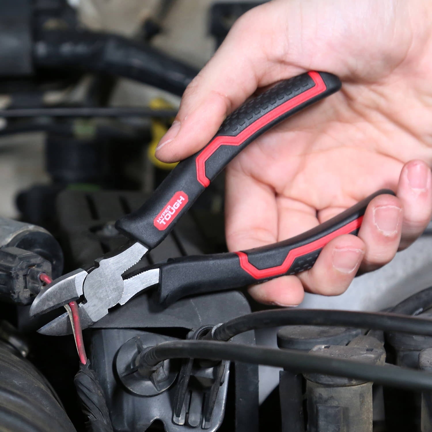 Hyper Tough 6-Inch Diagonal Cutting Pliers with Ergonomic Soft Grip Handles