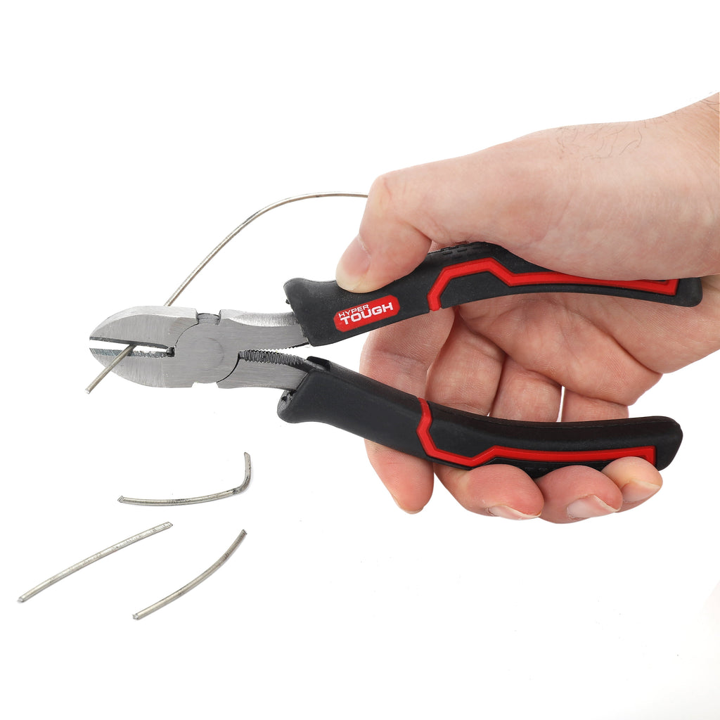 Hyper Tough 6-Inch Diagonal Cutting Pliers with Ergonomic Soft Grip Handles