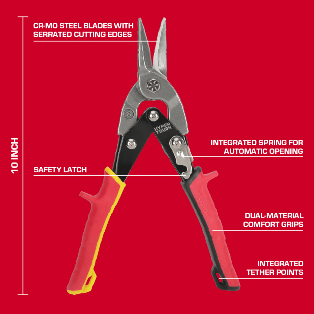 Hyper Tough Straight-Cut Aviation Snips with Cr-Mo Blades