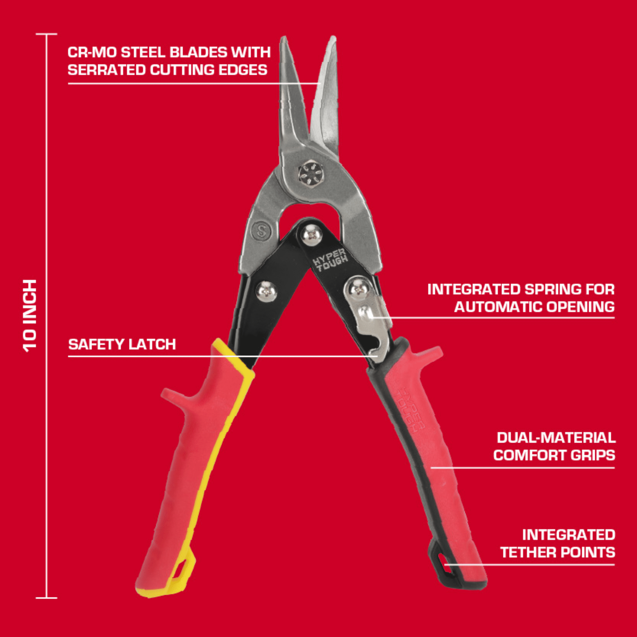 Hyper Tough Straight-Cut Aviation Snips with Cr-Mo Blades