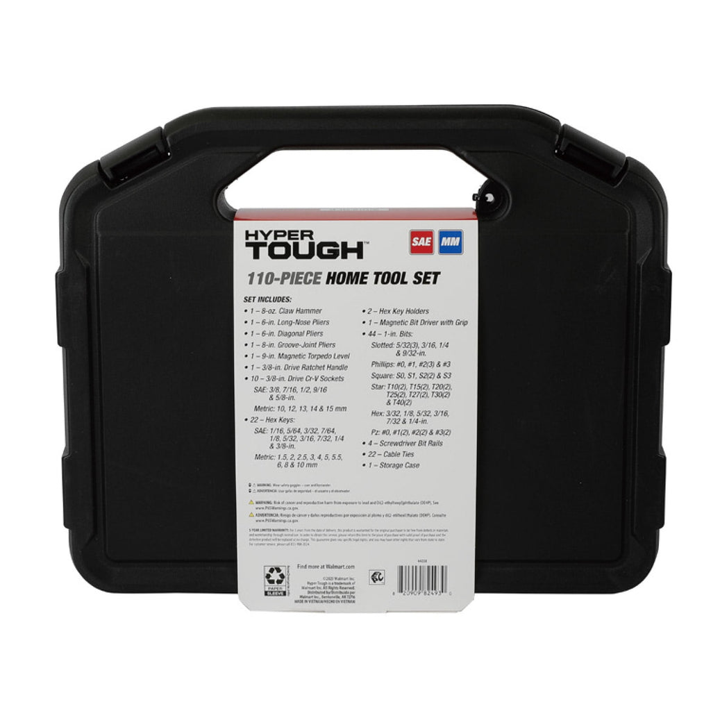 Hyper Tough 110-Piece Home Project Tool Set with Storage Case
