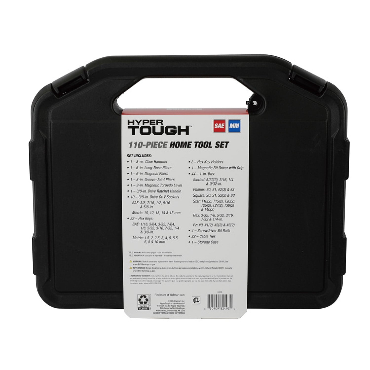 Hyper Tough 110-Piece Home Project Tool Set with Storage Case