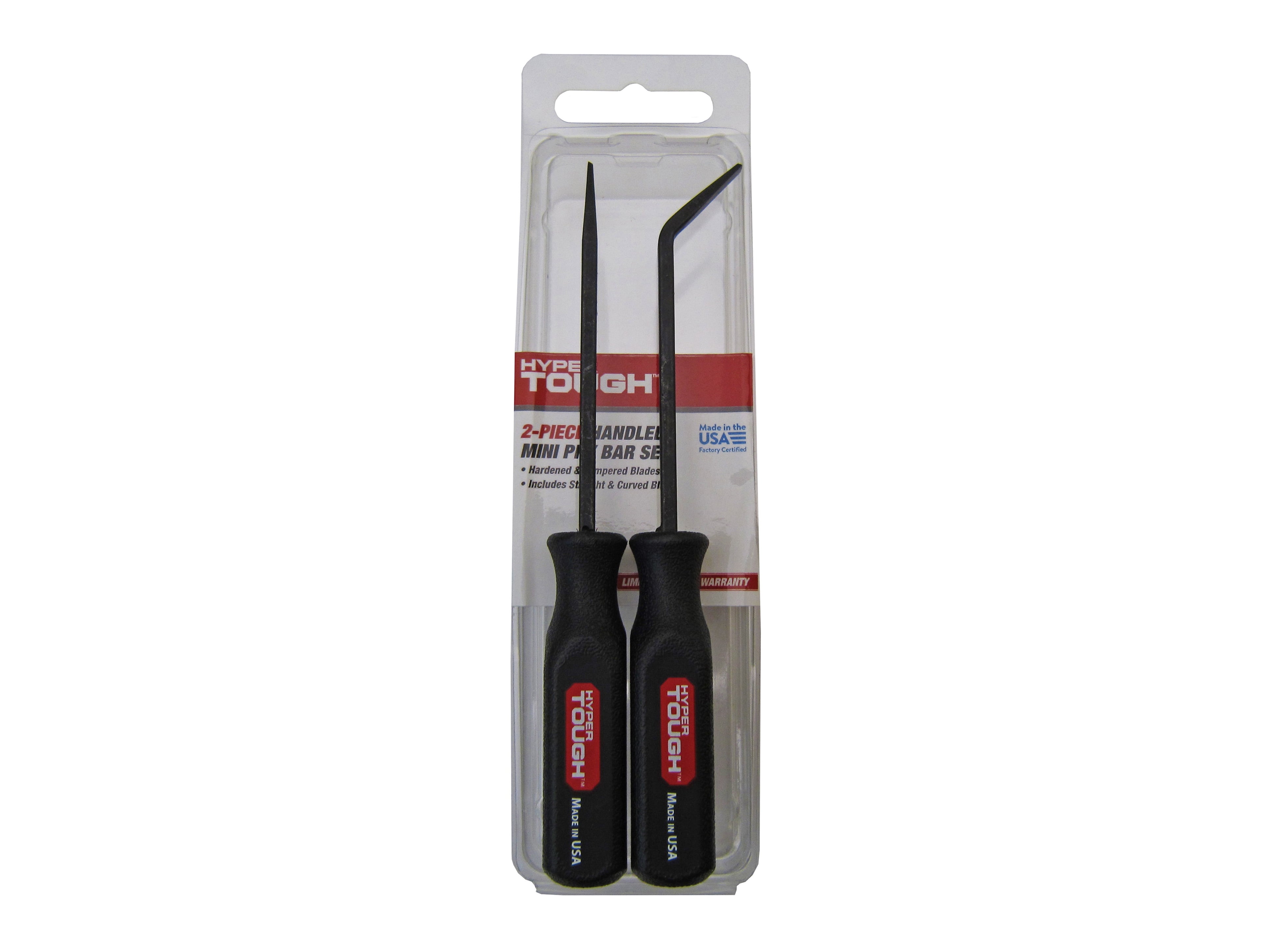 Hyper Tough Mini Handled Steel Pry Bar Set with Straight and Curved Blades