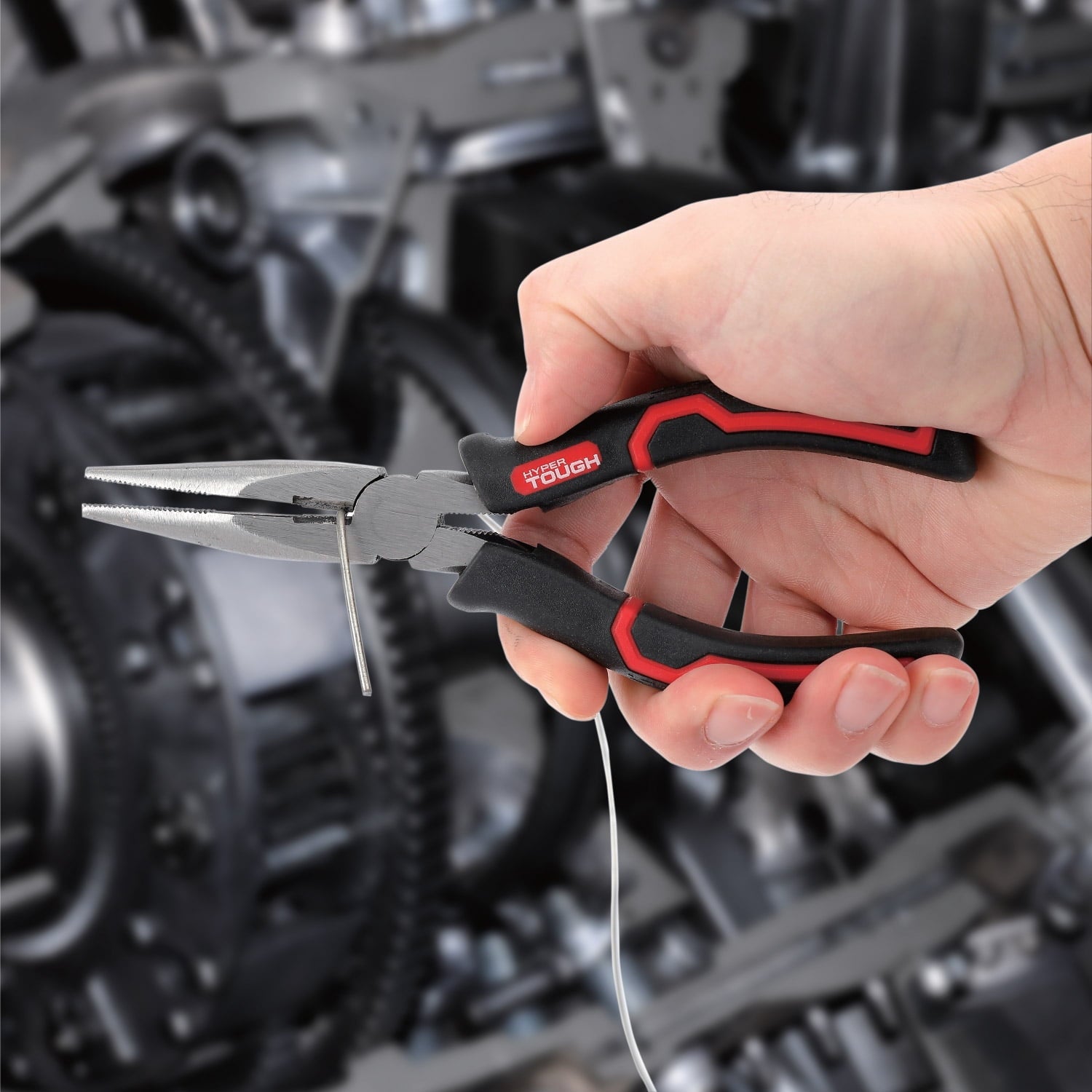 Hyper Tough 6-inch Long Nose Pliers with Ergonomic Soft Grip Handles